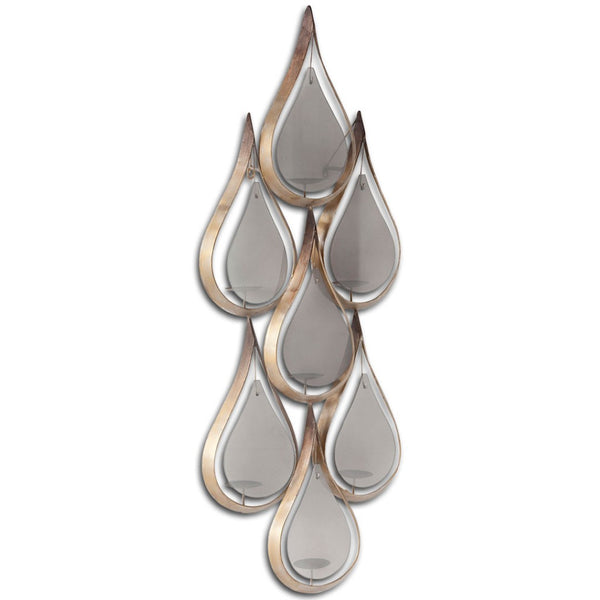 HomeRoots 52" Distressed Gold and Gray Geometric Wall Sconce - Elegant Candle Holder for Ambient Lighting 608433