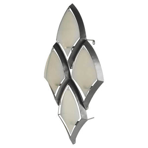 HomeRoots 36" Silver and Gray Geometric Wall Sconce Candle Holder - Handmade Metal & Glass Accent for Home Décor 608434