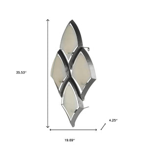 HomeRoots 36" Silver and Gray Geometric Wall Sconce Candle Holder - Handmade Metal & Glass Accent for Home Décor 608434