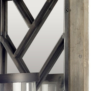 HomeRoots 24" Rustic Black Distressed Wall Sconce Candle Holder with Mirrored Back for Elegant Home Décor 608437