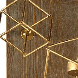 HomeRoots 22" Brass Distressed Geometric Wall Sconce Candle Holder – Artisan-Made Accent for Any Space 608438