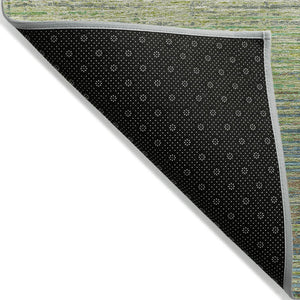 HomeRoots 5' Artichoke Green Striped Area Rug - Durable, Washable, Indoor/Outdoor Design for Stylish Living Spaces 5' X 8' 608450