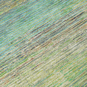 HomeRoots 5' Artichoke Green Striped Area Rug - Durable, Washable, Indoor/Outdoor Design for Stylish Living Spaces 8' Round 608451