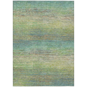 HomeRoots 5' Artichoke Green Striped Area Rug - Durable, Washable, Indoor/Outdoor Design for Stylish Living Spaces 8' X 10' 608452