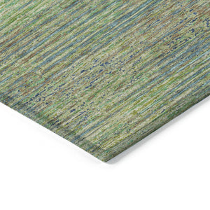 HomeRoots 5' Artichoke Green Striped Area Rug - Durable, Washable, Indoor/Outdoor Design for Stylish Living Spaces 10' X 14' 608454