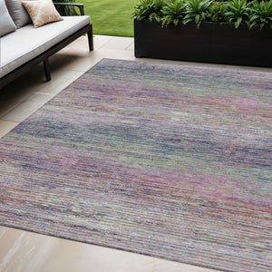 HomeRoots 5' Blush Striped Washable Area Rug - Versatile Indoor/Outdoor Design for Stylish Spaces and Durability 5' X 8' 608456