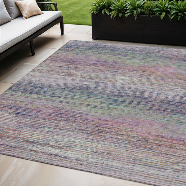 HomeRoots 5' Blush Striped Washable Area Rug - Versatile Indoor/Outdoor Design for Stylish Spaces and Durability 5' X 8' 608456