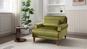 English Elm Mirod Oversized Polyester Accent Chair with Column Legs and Ergonomic Lumbar Support Green N760S0000028C
