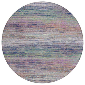 HomeRoots 5' Blush Striped Washable Area Rug - Versatile Indoor/Outdoor Design for Stylish Spaces and Durability 8' Round 608457