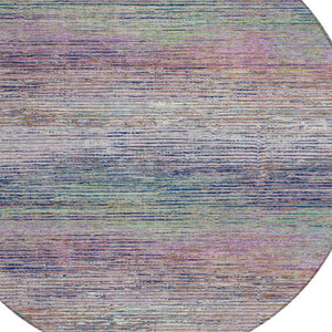 HomeRoots 5' Blush Striped Washable Area Rug - Versatile Indoor/Outdoor Design for Stylish Spaces and Durability 8' Round 608457