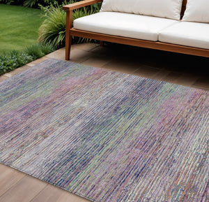 HomeRoots 5' Blush Striped Washable Area Rug - Versatile Indoor/Outdoor Design for Stylish Spaces and Durability 8' X 10' 608458
