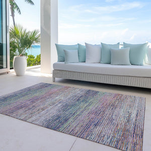 HomeRoots 5' Blush Striped Washable Area Rug - Versatile Indoor/Outdoor Design for Stylish Spaces and Durability 8' X 10' 608458