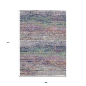 HomeRoots 5' Blush Striped Washable Area Rug - Versatile Indoor/Outdoor Design for Stylish Spaces and Durability 9' X 12' 608459