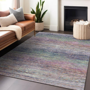 HomeRoots 5' Blush Striped Washable Area Rug - Versatile Indoor/Outdoor Design for Stylish Spaces and Durability 9' X 12' 608459