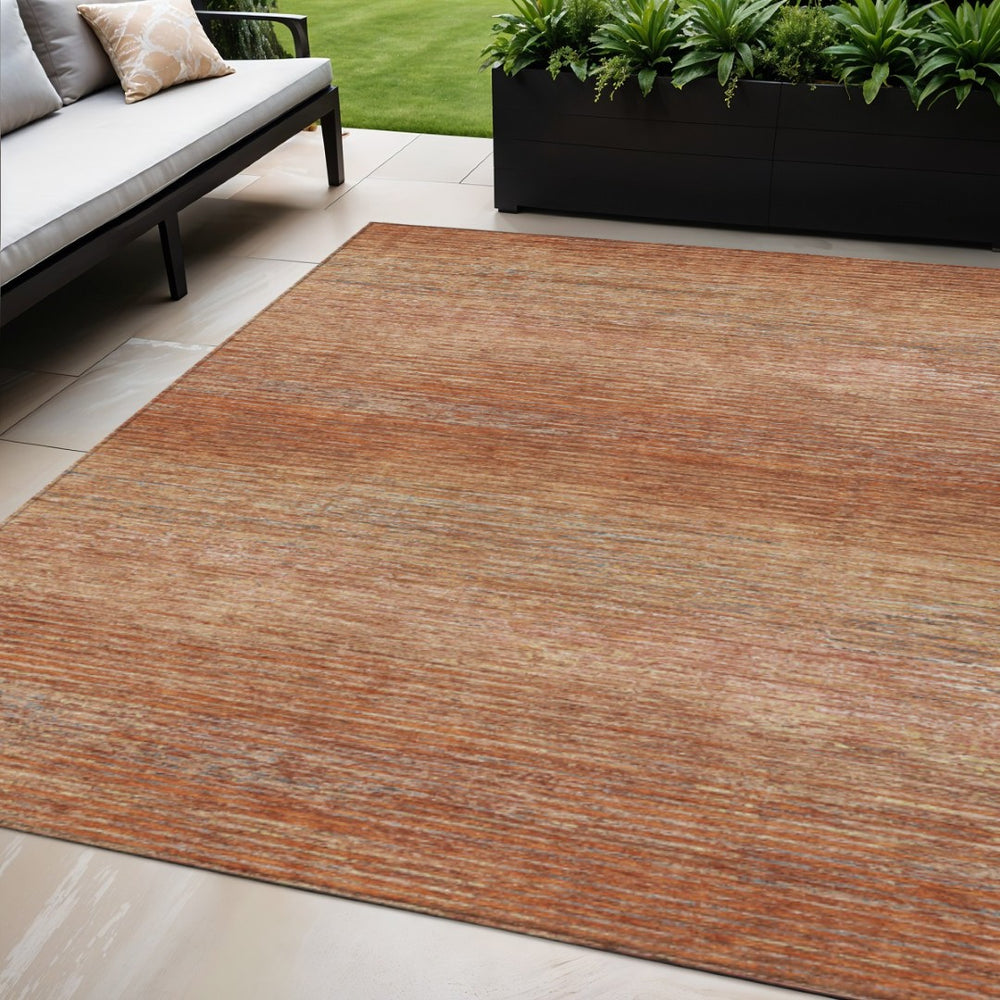 HomeRoots 5' Copper Striped Washable Area Rug – Stylish Indoor/Outdoor Design for High-Traffic Spaces 5' X 8' 608462