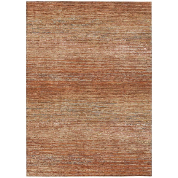 HomeRoots 5' Copper Striped Washable Area Rug – Stylish Indoor/Outdoor Design for High-Traffic Spaces 5' X 8' 608462