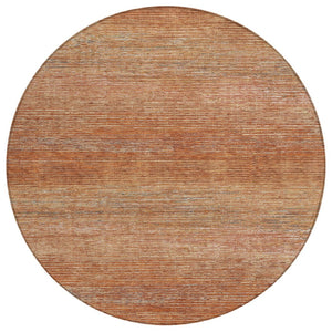 HomeRoots 5' Copper Striped Washable Area Rug – Stylish Indoor/Outdoor Design for High-Traffic Spaces 8' Round 608463