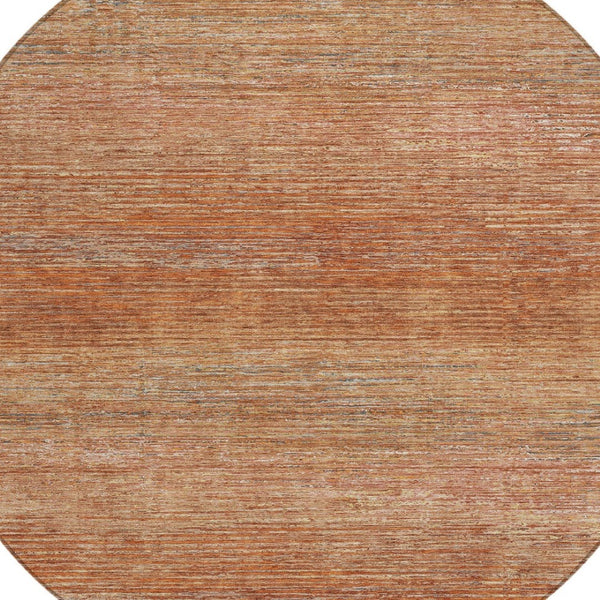 HomeRoots 5' Copper Striped Washable Area Rug – Stylish Indoor/Outdoor Design for High-Traffic Spaces 8' Round 608463