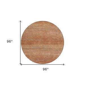 HomeRoots 5' Copper Striped Washable Area Rug – Stylish Indoor/Outdoor Design for High-Traffic Spaces 8' Round 608463