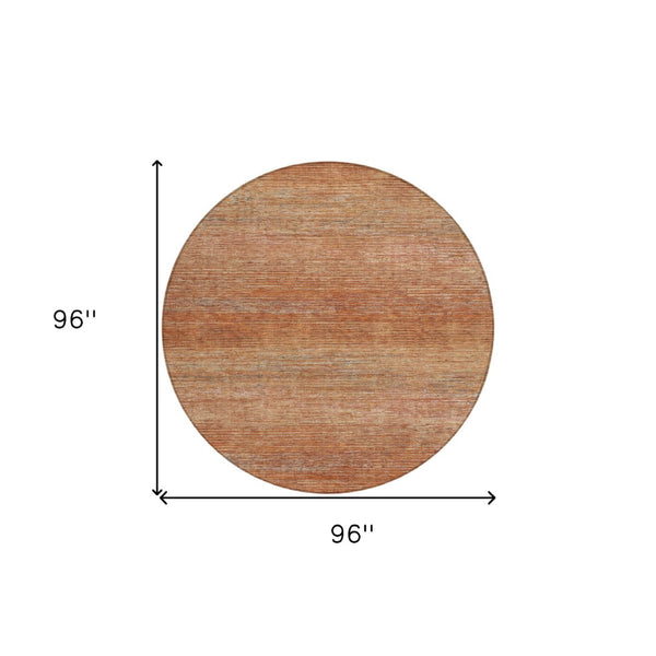 HomeRoots 5' Copper Striped Washable Area Rug – Stylish Indoor/Outdoor Design for High-Traffic Spaces 8' Round 608463