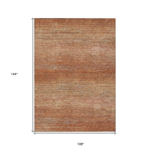 HomeRoots 5' Copper Striped Washable Area Rug – Stylish Indoor/Outdoor Design for High-Traffic Spaces 9' X 12' 608465