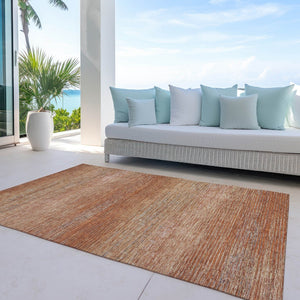 HomeRoots 5' Copper Striped Washable Area Rug – Stylish Indoor/Outdoor Design for High-Traffic Spaces 9' X 12' 608465
