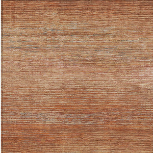 HomeRoots 5' Copper Striped Washable Area Rug – Stylish Indoor/Outdoor Design for High-Traffic Spaces 9' X 12' 608465
