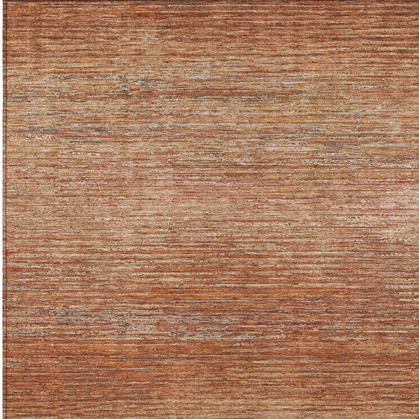 HomeRoots 5' Copper Striped Washable Area Rug – Stylish Indoor/Outdoor Design for High-Traffic Spaces 9' X 12' 608465