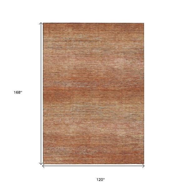 HomeRoots 5' Copper Striped Washable Area Rug – Stylish Indoor/Outdoor Design for High-Traffic Spaces 10' X 14' 608466