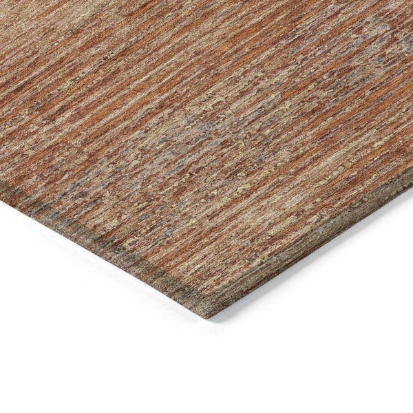 HomeRoots 5' Copper Striped Washable Area Rug – Stylish Indoor/Outdoor Design for High-Traffic Spaces 10' X 14' 608466