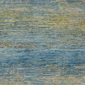 HomeRoots 5' Durable Denim Blue Striped Area Rug - Washable, Stain-Resistant for Indoor and Outdoor Living Spaces 5' X 8' 608468