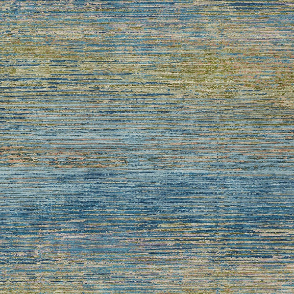 HomeRoots 5' Durable Denim Blue Striped Area Rug - Washable, Stain-Resistant for Indoor and Outdoor Living Spaces 5' X 8' 608468