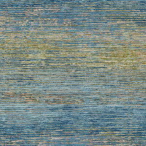 HomeRoots 5' Durable Denim Blue Striped Area Rug - Washable, Stain-Resistant for Indoor and Outdoor Living Spaces 9' X 12' 608471