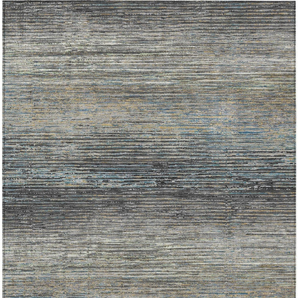 HomeRoots 5' Granite Gray Striped Area Rug - Stylish, Durable, Washable Indoor/Outdoor Floor Covering for All Spaces 5' X 8' 608474