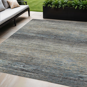 HomeRoots 5' Granite Gray Striped Area Rug - Stylish, Durable, Washable Indoor/Outdoor Floor Covering for All Spaces 5' X 8' 608474