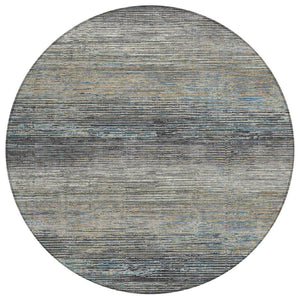 HomeRoots 5' Granite Gray Striped Area Rug - Stylish, Durable, Washable Indoor/Outdoor Floor Covering for All Spaces 8' Round 608475