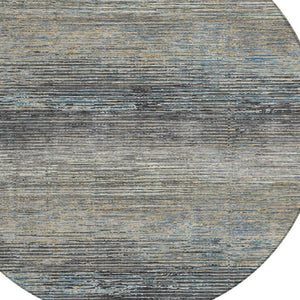 HomeRoots 5' Granite Gray Striped Area Rug - Stylish, Durable, Washable Indoor/Outdoor Floor Covering for All Spaces 8' Round 608475