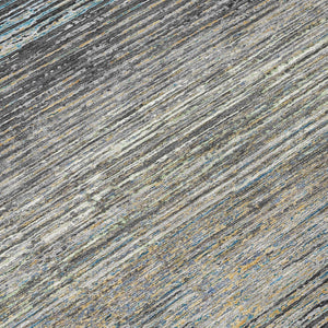 HomeRoots 5' Granite Gray Striped Area Rug - Stylish, Durable, Washable Indoor/Outdoor Floor Covering for All Spaces 8' Round 608475