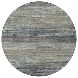 HomeRoots 5' Granite Gray Striped Area Rug - Stylish, Durable, Washable Indoor/Outdoor Floor Covering for All Spaces 8' Round 608475