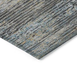 HomeRoots 5' Granite Gray Striped Area Rug - Stylish, Durable, Washable Indoor/Outdoor Floor Covering for All Spaces 8' X 10' 608476