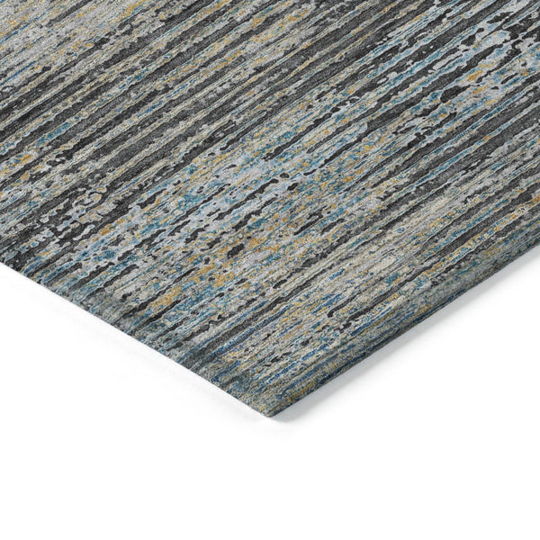 HomeRoots 5' Granite Gray Striped Area Rug - Stylish, Durable, Washable Indoor/Outdoor Floor Covering for All Spaces 8' X 10' 608476
