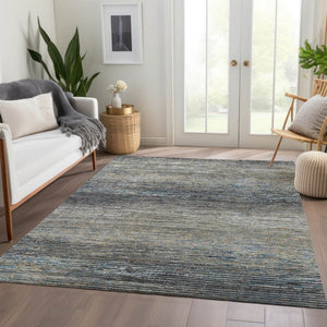 HomeRoots 5' Granite Gray Striped Area Rug - Stylish, Durable, Washable Indoor/Outdoor Floor Covering for All Spaces 8' X 10' 608476