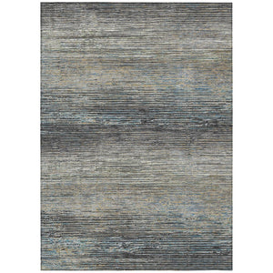 HomeRoots 5' Granite Gray Striped Area Rug - Stylish, Durable, Washable Indoor/Outdoor Floor Covering for All Spaces 9' X 12' 608477