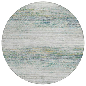 HomeRoots 5' Linen Striped Washable Area Rug - Durable Indoor/Outdoor Design for Effortless Coastal Charm 8' Round 608481