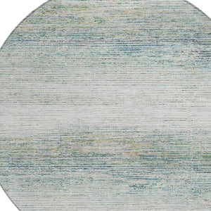 HomeRoots 5' Linen Striped Washable Area Rug - Durable Indoor/Outdoor Design for Effortless Coastal Charm 8' Round 608481