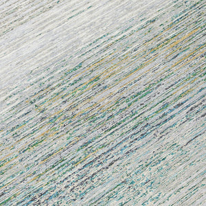 HomeRoots 5' Linen Striped Washable Area Rug - Durable Indoor/Outdoor Design for Effortless Coastal Charm 8' Round 608481