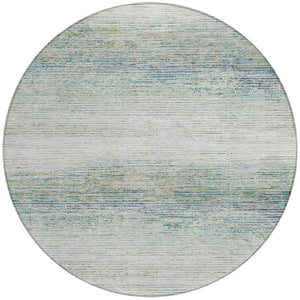 HomeRoots 5' Linen Striped Washable Area Rug - Durable Indoor/Outdoor Design for Effortless Coastal Charm 8' Round 608481