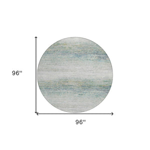 HomeRoots 5' Linen Striped Washable Area Rug - Durable Indoor/Outdoor Design for Effortless Coastal Charm 8' Round 608481