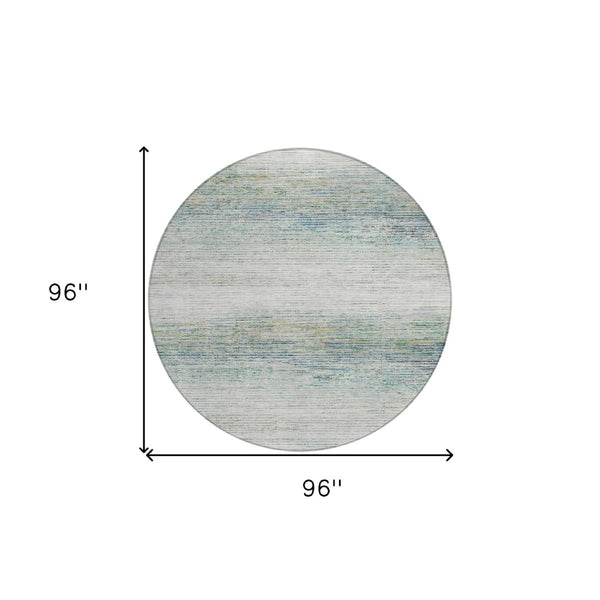 HomeRoots 5' Linen Striped Washable Area Rug - Durable Indoor/Outdoor Design for Effortless Coastal Charm 8' Round 608481