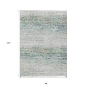 HomeRoots 5' Linen Striped Washable Area Rug - Durable Indoor/Outdoor Design for Effortless Coastal Charm 8' X 10' 608482